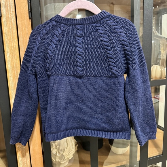 Janie & Jack navy cableknit sweater cardigan navy gold button down toddler girl - Picture 3 of 6